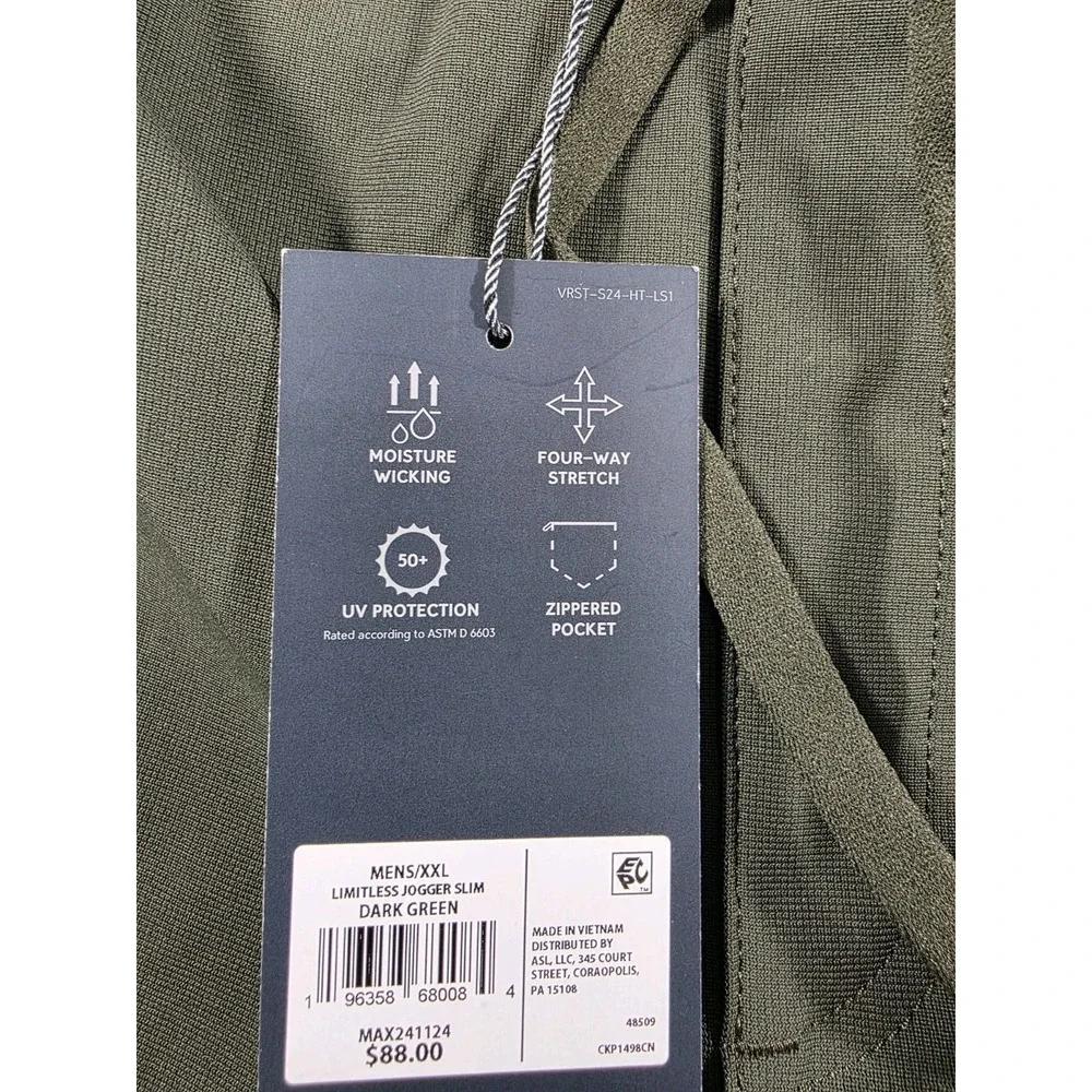 NWT VRST Limitless Slim Fit Extra Comfort Joggers 2XL 27in. Inseam 4 way stretch